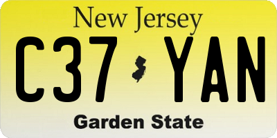 NJ license plate C37YAN