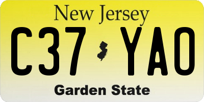 NJ license plate C37YAO