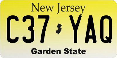 NJ license plate C37YAQ