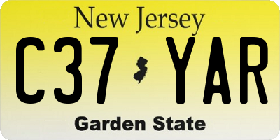 NJ license plate C37YAR