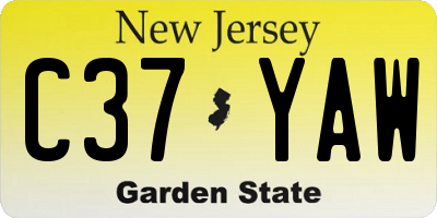 NJ license plate C37YAW