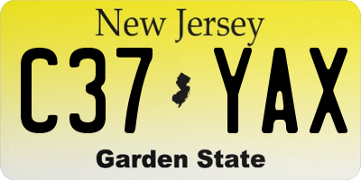 NJ license plate C37YAX