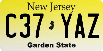 NJ license plate C37YAZ