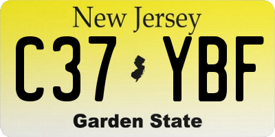 NJ license plate C37YBF