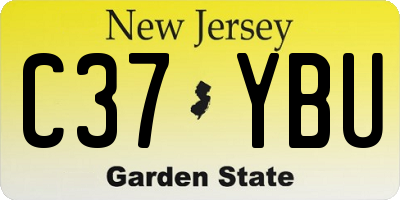 NJ license plate C37YBU