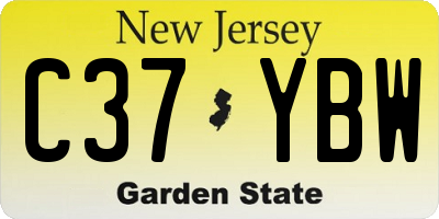 NJ license plate C37YBW