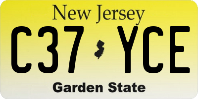 NJ license plate C37YCE