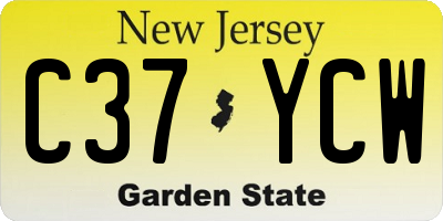 NJ license plate C37YCW