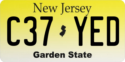 NJ license plate C37YED