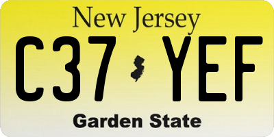 NJ license plate C37YEF