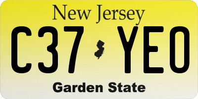 NJ license plate C37YEO