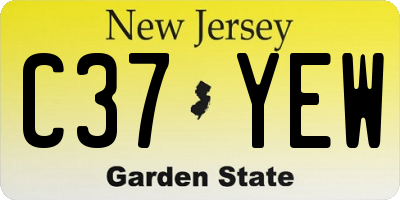 NJ license plate C37YEW