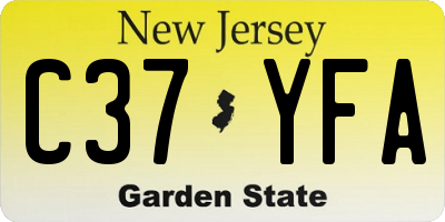 NJ license plate C37YFA