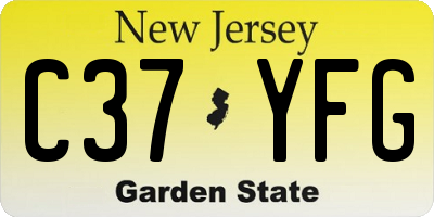 NJ license plate C37YFG