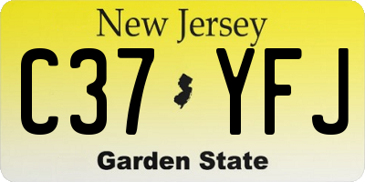 NJ license plate C37YFJ