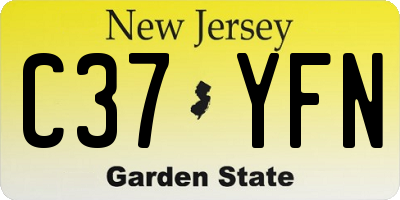 NJ license plate C37YFN