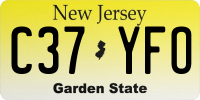 NJ license plate C37YFO