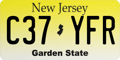NJ license plate C37YFR