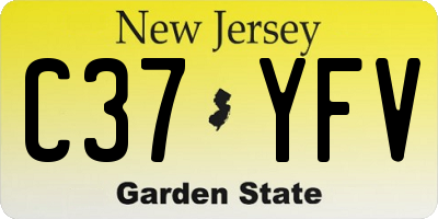 NJ license plate C37YFV