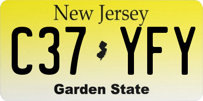 NJ license plate C37YFY