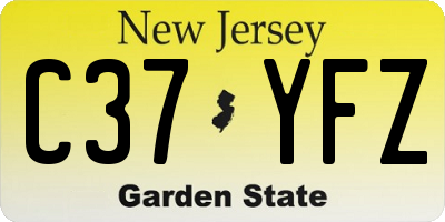 NJ license plate C37YFZ