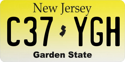 NJ license plate C37YGH