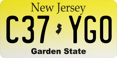 NJ license plate C37YGO