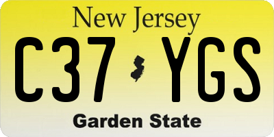 NJ license plate C37YGS