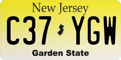 NJ license plate C37YGW