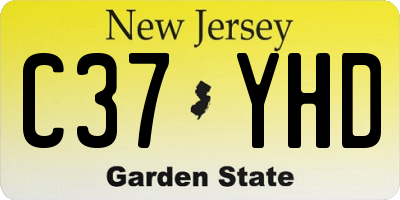 NJ license plate C37YHD