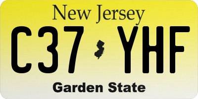 NJ license plate C37YHF