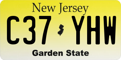 NJ license plate C37YHW