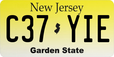 NJ license plate C37YIE