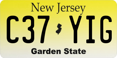 NJ license plate C37YIG