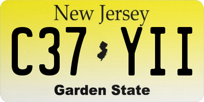 NJ license plate C37YII