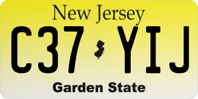 NJ license plate C37YIJ