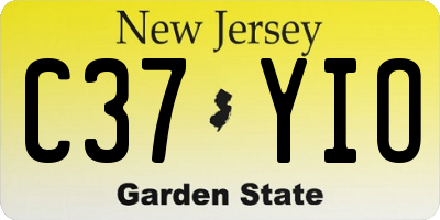 NJ license plate C37YIO