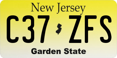 NJ license plate C37ZFS