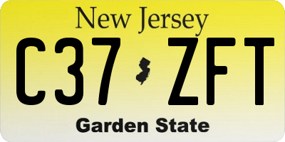 NJ license plate C37ZFT