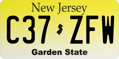 NJ license plate C37ZFW