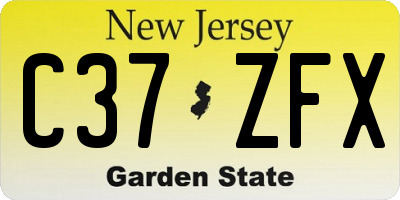 NJ license plate C37ZFX
