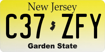 NJ license plate C37ZFY