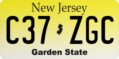 NJ license plate C37ZGC