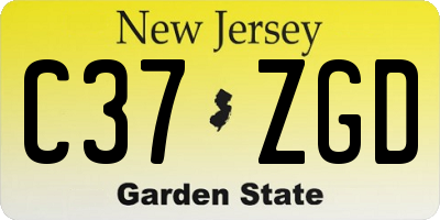NJ license plate C37ZGD