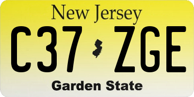 NJ license plate C37ZGE