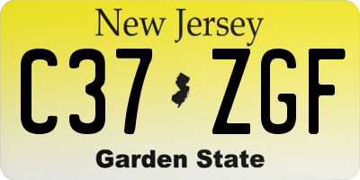 NJ license plate C37ZGF