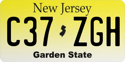 NJ license plate C37ZGH