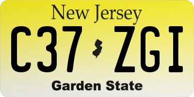 NJ license plate C37ZGI