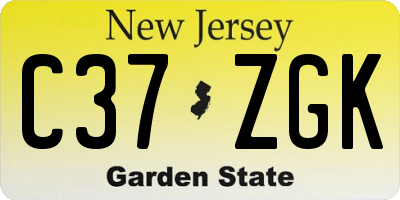 NJ license plate C37ZGK