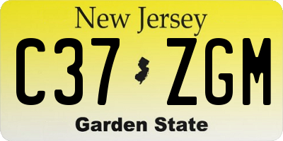 NJ license plate C37ZGM